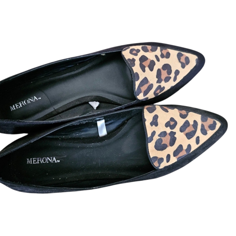 NWOT Merona Women's Black and Tan Leopard Flats